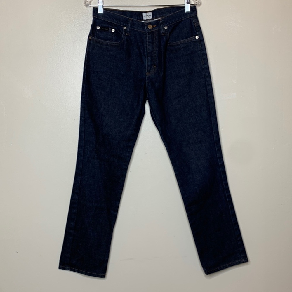 CALVIN KLEIN Jeans HIPSTER JEAN Dark Wash Straight Leg 5 Pocket Style Denim 8